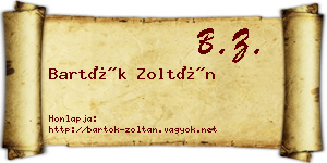 Bartók Zoltán névjegykártya